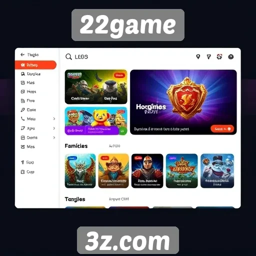 Interface do usuário do 22game e experiência de navegação